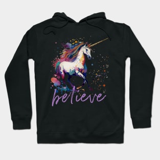 UNICORN Watercolor Believe Hoodie